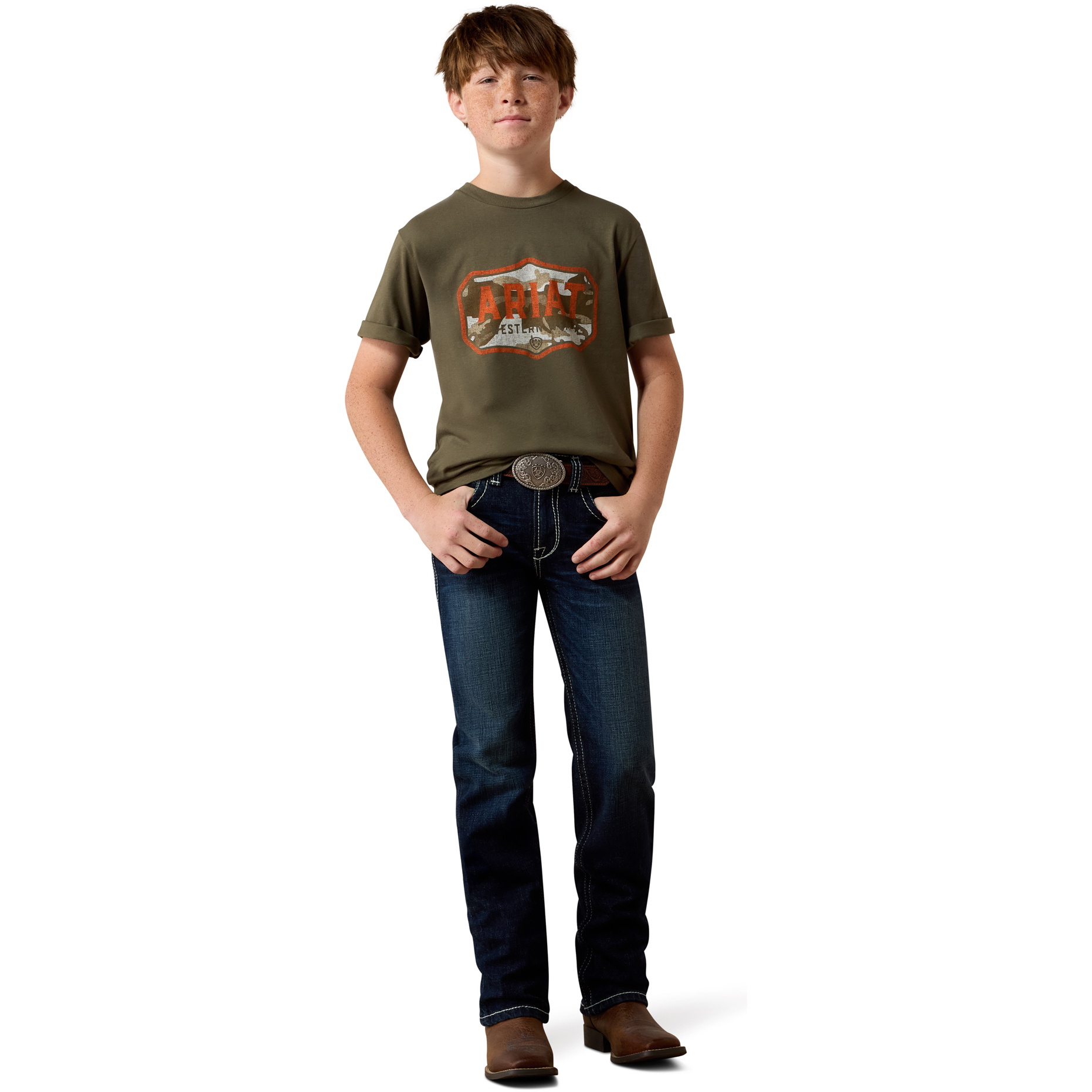 2026 Ariat Junior Wild Creek Camo T-Shirt 10079540 - Army Green